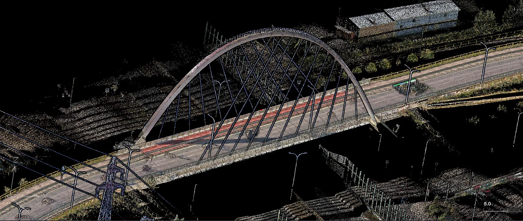 Point cloud of an arch bridge in RGB colours