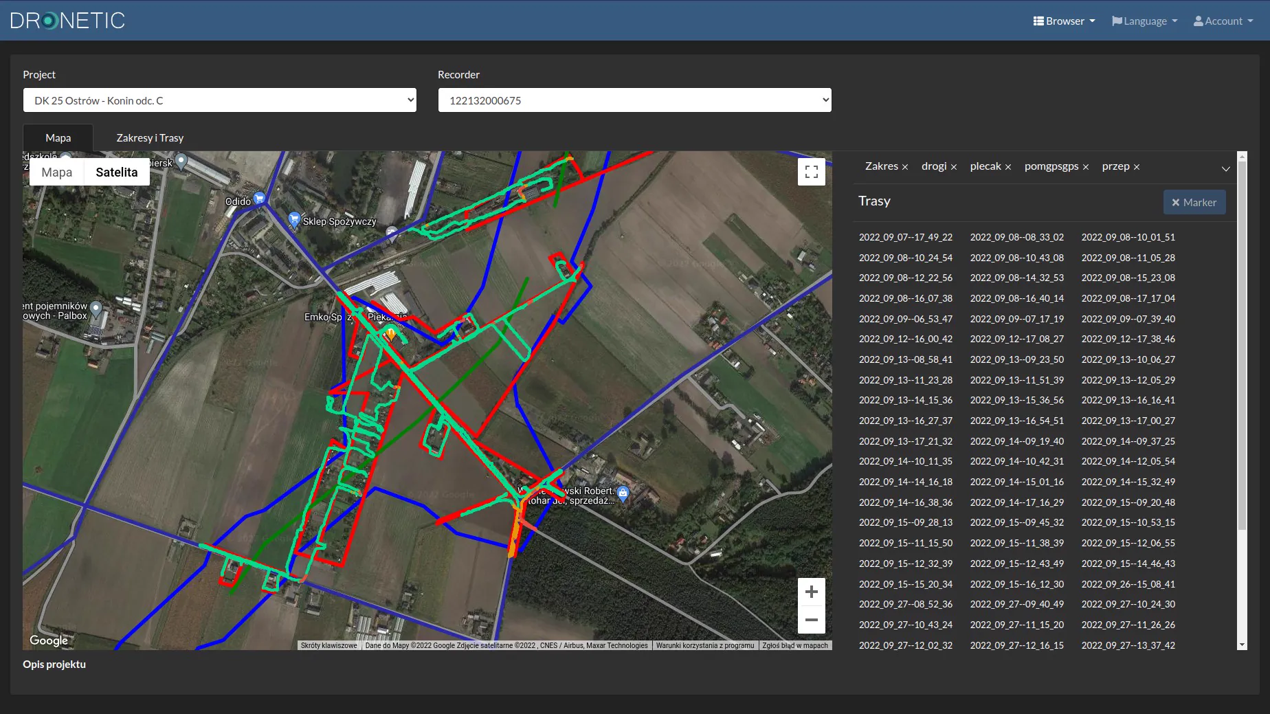 Cartographic — project map with planned survey lines
